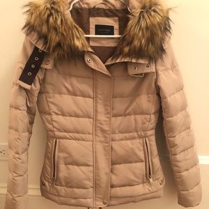 ZARA Basic Hooded Fur Trim Puffer Coat